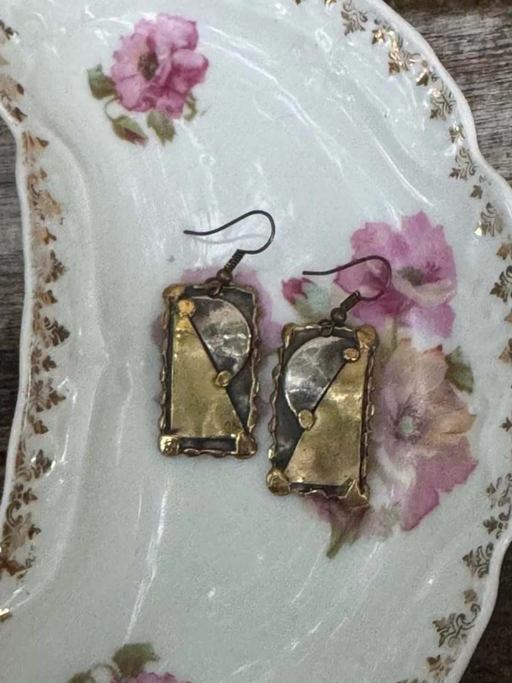 Handcrafted multi metal Gold & Silver tone Drop Earrings - Women Jewelry